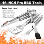 Papa Gifts from Grandkids, Gifts for Papa Christmas, Grilling Accessories, Heavy Duty Stainless Steel Grill Set BBQ Grill Tools for Outdoor Grill with Aluminum Case, Camping Grill Utensils Set