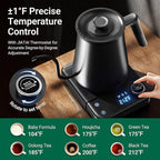 Gooseneck Electric Kettle HIYAKOI with ±1℉ Temperature Control, Pour Over Kettle for Coffee & Tea, 1200W Rapid Heating, Stainless Steel Water Boiler with 12H Keep Warm & Built-in Timer, 0.8L/27oz