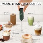 Mini & Mighty Milk Frother Wand – Powerful Handheld Coffee Frother, Battery Operated Drink Mixer – Compact Pocket Size – Detachable Whisk for Latte, Cappuccino, Matcha, Hot Chocolate – Emerald