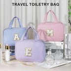 TOPEAST Christmas Gifts for Women Teen Girls Kids - Travel Hanging Toiletry Bag, Personalized Initial Toiletry Pouch, Birthday Gifts for Women Mom Daughter Sister Friends, Cruise Essentials, Purple L