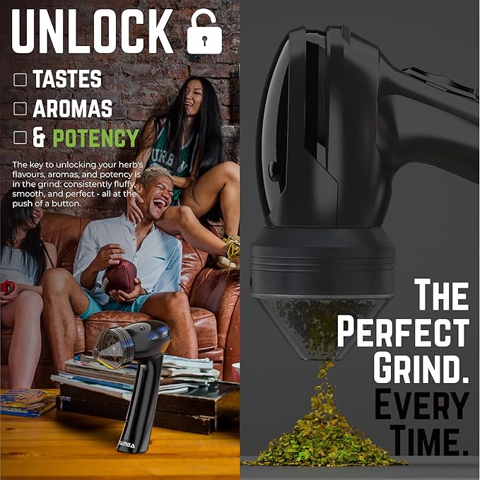 Mamba Lite Electric Herb Grinder, USB Rechargeable Herb & Spice Grinder for Dried Herbs, One-Hand Automatic Kitchen Herb Mill, Portable Spice Grinder with Cleaning Tools, 0.75 g Capacity, Black