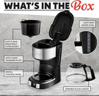 Gourmia Drip Coffee Maker – 5 Cup, One-Touch Brew, Pause & Serve, Adjustable 4 Hr Keep Warm, EZ-View Water Window, Black
