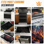 Premium Carbon Steel Griddle, Large Non-Toxic Stovetop Flat Top Pan for Gas, Electric Range, Induction, Grill & Campfire, Pre-seasoned Nitride Coating, Oven Safe to 1200°F, with Heat-insulating Gloves