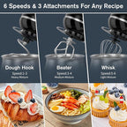 Electric Stand Mixer with 5.3 Quart，Cake Mixer with Stainless Steel Bowl and Stand, Kitchen Mixer Tilt-Head Design – Includes Dough Hook, Whisk & Beater-Great for Baking Bread, Cakes, Cookies