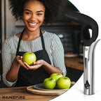 Upgraded Handle Premium Apple Corer Tool, Ultra Sharp, 304 Stainless Steel, Dishwasher Safe, Serrated Blades for Easy Coring, Black