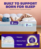 Dual Layer 4 Inch Memory Foam Mattress Topper for Pressure Relief with 4X Support, 2" Pillow Top Twin Mattress Topper 50% Viscose Made from Bamboo Plus 2" Cooling Gel Memory Foam Comfort Mattress Pad