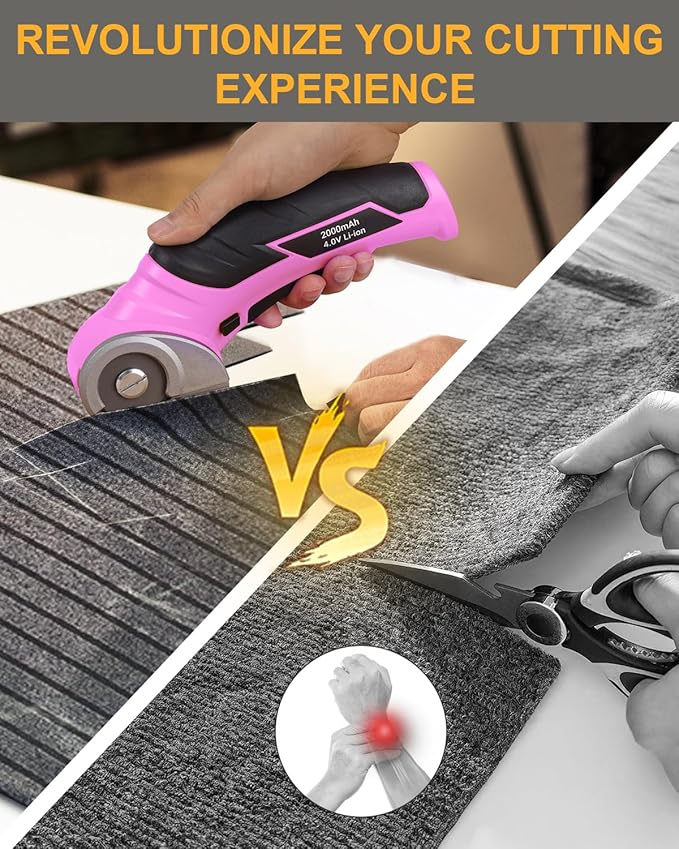 Cardboard Cutter Electric Box Cutter - Rechargeable 4v Cordless Electric Scissors with Safety Lock Heavy Duty Rotary Carpet Cutter Tools Gift for Men Women Adults Crafters Tailors Household Crafting