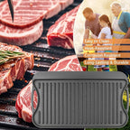 Large Cast Iron Griddle Insert, Skillet, Oblong Grilling Pan for Stovetop,Pre-Seasoned Stovetop Griddle Gas Stove Grill Plate Oven, 17" x 10" Reversible Pancake Pan for Weber,Charbroil etc.,1PC