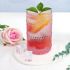 Hobnail-Drinking Glasses 13oz Vintage Glassware Sets Cocktail Juice Glasses Set of 6, Pink