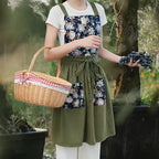 Pinknoke Vintage Pinafore Apron Dress for Women with Pockets Cute Floral Chef Aprons for Kitchen Cooking Baking Gardening