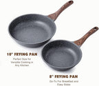 SENSARTE Nonstick Frying Pan Skillet, Swiss Granite Coating Omelette Pan, Healthy Stone Cookware Chef's Pan, PFOA Free (8/9.5/10/11/12.5 Inch) (10 Inch) (Pack of 2)