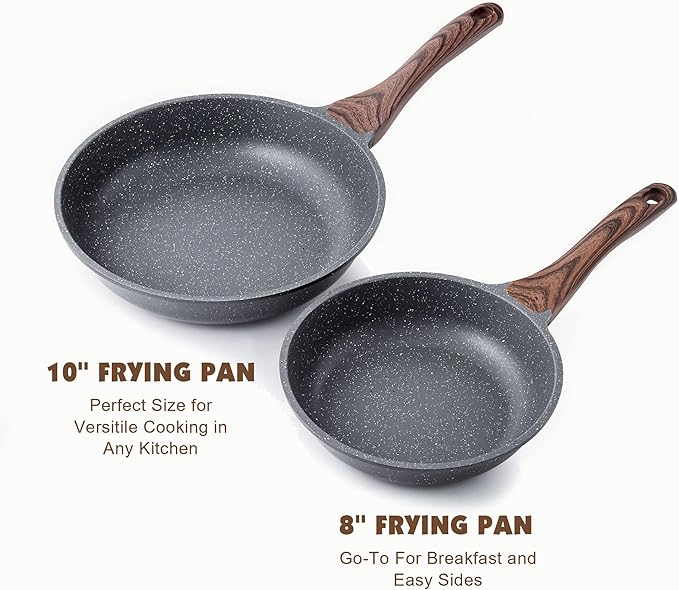 SENSARTE Nonstick Frying Pan Skillet, Swiss Granite Coating Omelette Pan, Healthy Stone Cookware Chef's Pan, PFOA Free (8/9.5/10/11/12.5 Inch) (10 Inch) (Pack of 2)