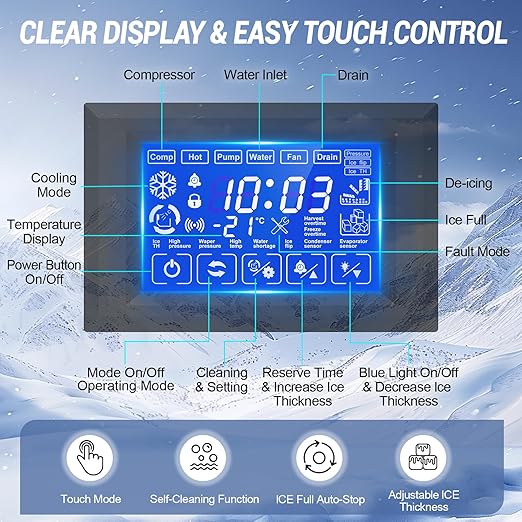 Ice Maker Commercial Ice Machine Large Capacity Stainless Steel 500 Lbs/24H Industrial Ice Machine, 350 Lbs Storage Commercial Ice Machines Free Standing, Cubes Ice Makers Commercial
