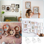 Grevosea 12 Pcs Wall Plate Hangers, Adhesive Picture Hangers Frame Hangers Without Nails Picture Hanging Hooks Plate Holders for Displaying Decorative Plates and Wall Art (Round, Square)