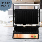OVENTE Electric Panini Press Sandwich Maker with Non-Stick Coated Plates, Opens 180 Degrees to Fit Any Type or Size of Food, 1000W Indoor Grill Perfect for Quesadillas, Burgers & More, Copper GP0620CO