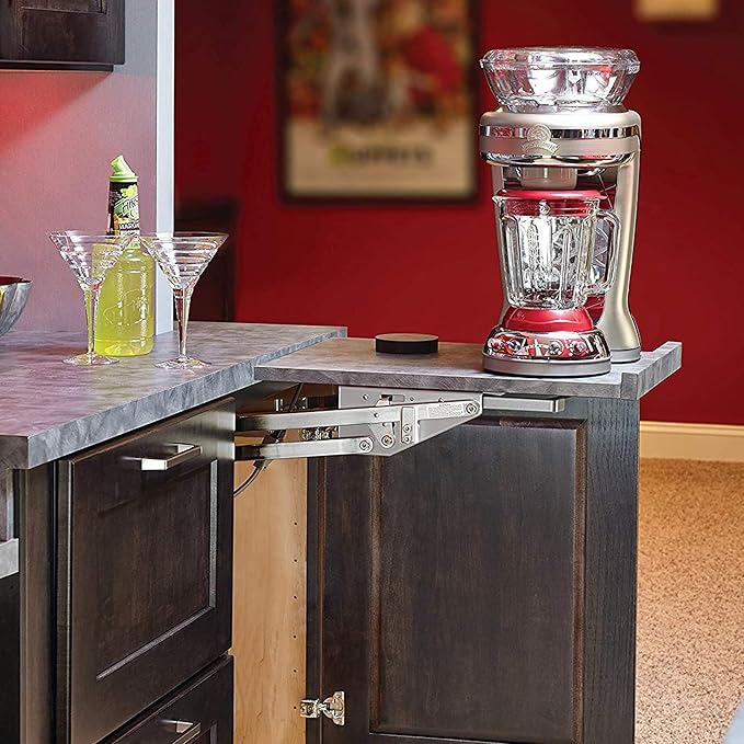 Rev-A-Shelf Kitchen Cabinet Spring Loaded Mixer and Appliance Lift Assist Mechanism for Small Kitchen Appliances w/Soft Close, Zinc, RAS-ML-HDSC