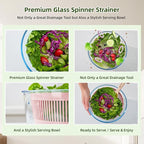 Good Grips Large 5.2 Qt Glass Salad Spinner Vegetable Dryer with Drain Dishwasher Safe with Transparent Lid Crank Handle Quick Spin Greens Washer for Lettuce Herbs Fruits Pink