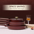 CAROTE Pots and Pans Set Nonstick, 16pcs Cookware Set Nonstick Non-Toxic & PFOA&PFOS-Free, Dishwasher, RV/Camping Cookware Set, Cooking Pots with Lids,Wine Red