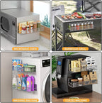 DTUQYX Magnetic Spice Rack for Refrigerator, 4 Pack 100% Metal Strong Magnet Fridge Shelves, Space Saving Spice Organizer, No Drilling Home Kitchen Laundry Room Storage Organization Moveable, Grey
