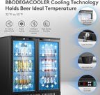 BODEGA BODEGACOOLER Commercial Bar Refrigerator with 2 Glass Door,7.4 Cu.Ft Beverage Refrigerator Cooler,Large Display Bar Cooler Fridge,Adjustable Shelves,Hold Beer,Soda Drinks,Wine