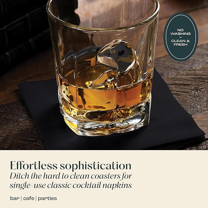 Disposable Linen-Feel Cocktail Napkins, 200-Pack 5" x 5" WOOD Paper Beverage Napkins For Bar, Restaurant And Café, Dessert Napkins For Party, Wedding Or Event
