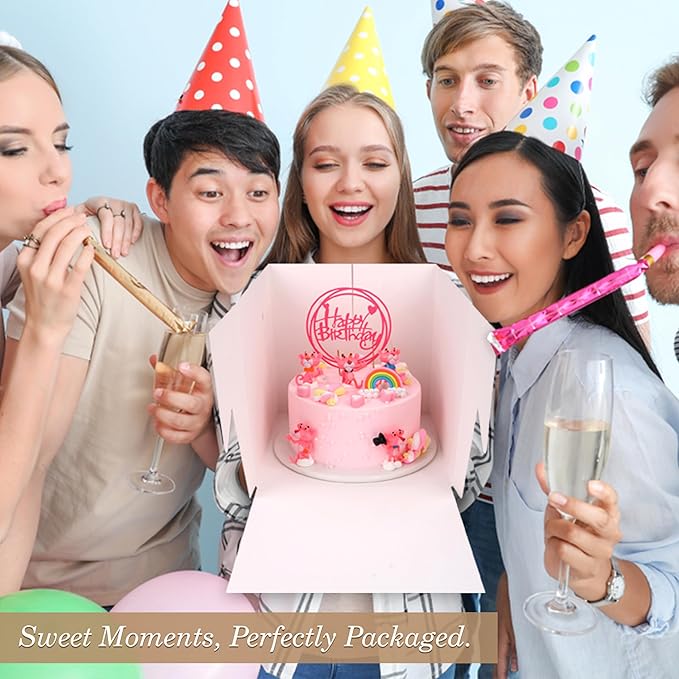 Cakebon Cake Boxes with Boards - 10 Inch Round Cake Drum White (3-pack) - Box With Window for Birthdays, Weddings and Parties