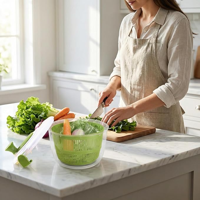 5QT Large Salad Spinner, Detachable Fruit & Vegetable Washer Dryer with Colander, Easy-Clean Lettuce Spinner for Kitchen, Dishwasher-Friendly Vegetable Dryer Basket