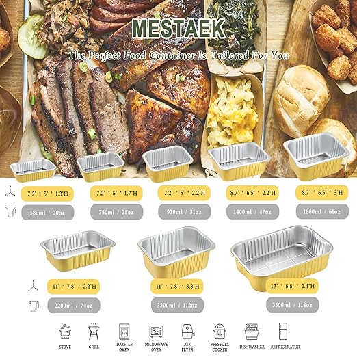 6" x 4" Heavy-Duty Aluminum Foil Pans with Lids, 25oz, 5 Pack – Extra Thick Disposable Foil Containers for Oven, Grill, Baking, Freezer & Food Storage