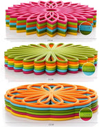 ME.FAN Silicone Trivet Mat - Kitchen Hot Pads for Pots & Dish - Insulated Teapot Trivet - Flexible, Durable, Non-Slip Large Coasters 3 Set Grass Green