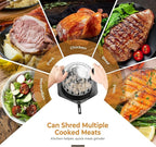 Cleangor Chicken Shredder Tool Twist Large, BPA Free Meat Shredder with Ergonomic Handle, Non-Slip Food Shredder Tool for Pork, Beef, Set of Chicken Breast Shredder with Brush & Fork (1, Tapioca)