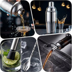 Cocktail Shaker Set Bartender Kit,Professional Bar Set, Martini Shaker, Jigger, Strainer, Mixer Spoon, Muddler, Liquor Pourers Ideal Bar Accessories for Home, Gift for Christmas, Birthday, Beginners