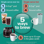 Hamilton Beach FlexBrew Advanced 5-in-1 Programmable 12 Cup Drip and Single Serve Hot & Iced Coffee Maker with Movable 60 oz. Water Reservoir, Fast Brewing, Black R49965 (Renewed)