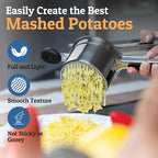 PriorityChef Large 15oz Potato Ricer With 3 Discs, Heavy Duty Stainless Steel Potato Ricer for Mashed Potatoes, Potato Masher, Press and Ricer Kitchen Tool, Black