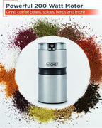 Electric Coffee Grinder Spice Grinder - Stainless Steel Blades Grinder for Coffee Bean Seed Nut Spice Herb Pepper, Brushed Stainless Steel Texture and Transparent Lid