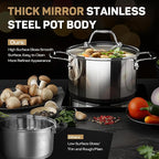 Ciwete 11-Piece Stainless Steel Pots and Pans Set Non Stick, Tri-Ply Stainless Steel Cookware Set, Induction Kitchen Cookware Sets with Steamer Insert & Stay-Cool Handles, Dishwasher, Oven Safe