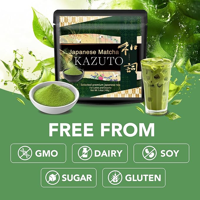 Kazuto Premium Grade Matcha Green Tea Powder - Premium First Harvest Single Origin USDA Organic Gluten-Free Vegan, 100% Pure Unsweetened No Additives from Shizuoka 1.06oz