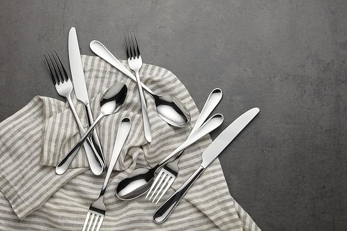 Oneida Silverware Set, Grant 20 Piece Everyday Flatware Set, Service For 4, 18/0 Stainless Steel, Dishwasher Safe, Knives Spoons And Forks Set, Dishwasher Safe, Home And Kitchen (Silver, 20 Pieces)