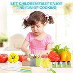 16PCS Montessori Kitchen Tools Cookware Baking Toy, Toddler Baking Set for Real Cooking includes 3 Serrated Edges Plastic Toddler Knives, Cutting Board, Y Peeler, Egg Beater, Toddler Food Picks