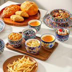 Glowworm 8 Oz Ramekins Set of 6, Ceramic Creme Brulee Ramekins, Colorful Souffle Dishes for Snacks, Ice Cream, Pudding Custard Cups for Baking, Oven & Dishwasher Safe, Bohemian
