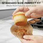 HONGBAKE Muffin Pans with 120 Natural Liners, Nonstick 12 Cup Cupcake Baking Tray, Premium Standard Size, 2 Pack, Dark Grey