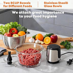OLIXIS Electric Food Processor, 450W Meat Grinder & Vegetable Chopper with 2 Bowels for Home Use, Food Chopper with Double S-Blades for Vegetable, Onion, Garlic, Nuts, Meat