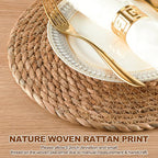 Round Woven Placemats 13.5 inch Set of 4 - Boho Rattan Placemat Natural Water Hyacinth Placemats, Farmhouse Weave Place Mats, Rustic Braided Wicker Table Mats for Dining Table,Home,Wedding