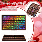 Ziliny Windmill and Diamond Holographic Chocolate Bar Mold Silicone, Rainbow Light Effect Chocolate Bar Deep Thick Molds for DIY Candy Dessert Baking, Candy, Wax Melts, Cake Decoration (Square)