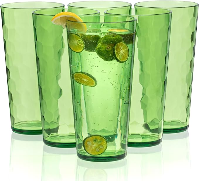 KOXIN-KARLU Mixed Drinkware 26-ounce Plastic Tumbler Acrylic Water Glasses, set of 6 Green