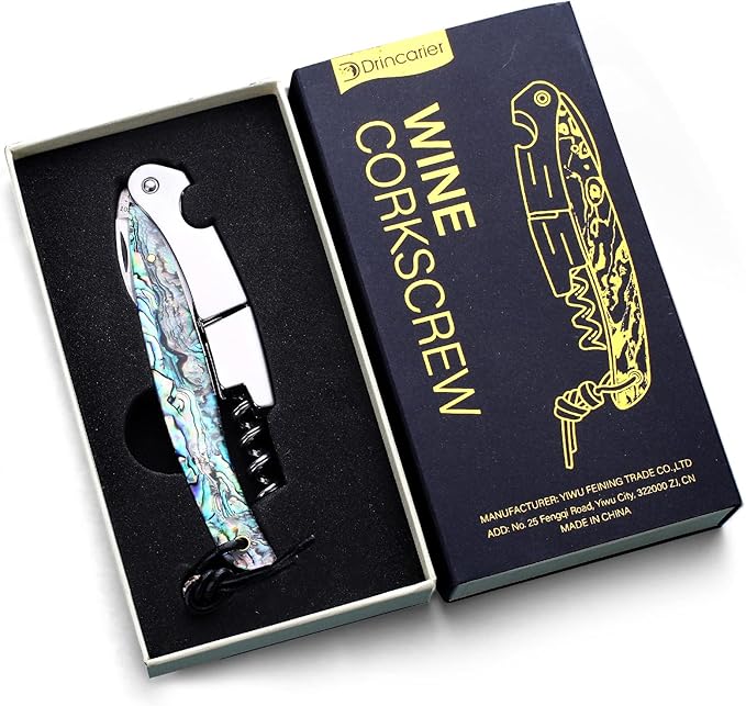 Shell Handle Waiter Corkscrews-Wine Openers,Corkscrew Bottle Openers,3-in-1 Wine Key Tool With Foil Cutter & Dual Hinge Fulcrum - Waiters Corkscrew…