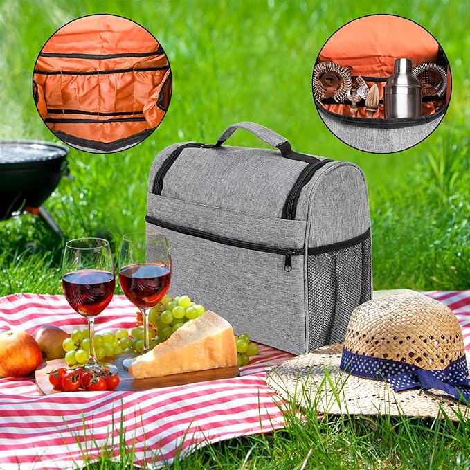 WUWEOT Travel Bartender Bag, Portable Bar Bag, Mixology Bartending Backpack with Padded Compartments and Handle for Tools Set Storage Cocktail Shaker and Wine Bottle Carrier