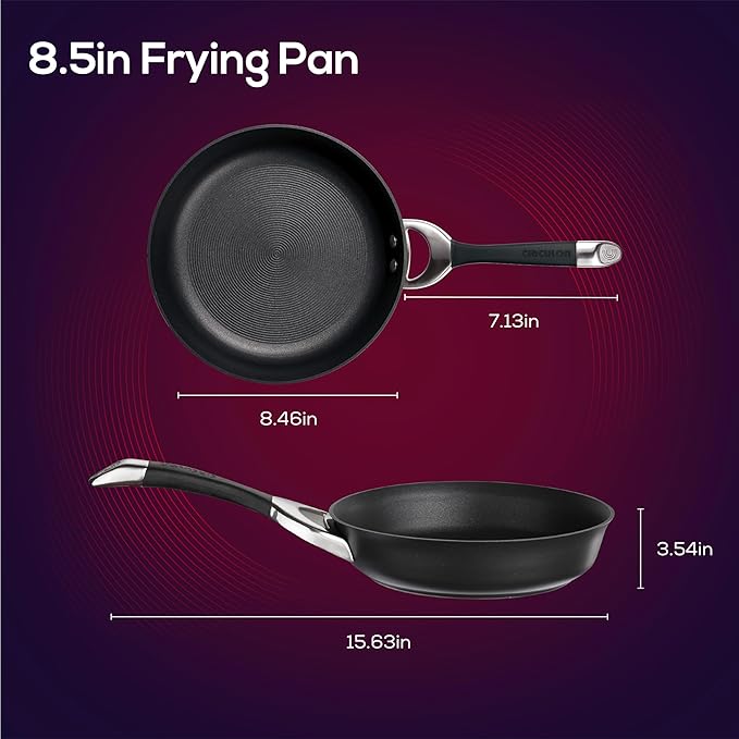 Circulon Symmetry Hard Anodized Nonstick Induction Frying Pan, 8.5-Inch Fry Pan, Black