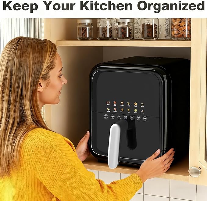 Simple Deluxe 12-in-1 Air Fryer 7.5 Qt, Digital Preset & DIY Function Airfryer with Visible Window, Nonstick and Dishwasher-Safe Basket, Chicken, Fries, Fish, Tart, Cake, DIY, Black