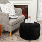 Asuprui Pouf Ottoman Stuffed Pouf Ottoman Foot Rest Stuffed Soft Foot Stool with Filler 20x20x12 Inches Fuzzy Chair Floor Chair Foot Rest with Storage for Living Room Bedroom Black Pouf with Filler