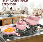 JEETEE Pink Pots and Pans Set Nonstick 23pcs, Healthy Kitchen Cookware Sets, Induction Cooking Set Pink Frying Pans, Saucepans, Sauté & Griddle & Crepe Pan (PFOA Free)